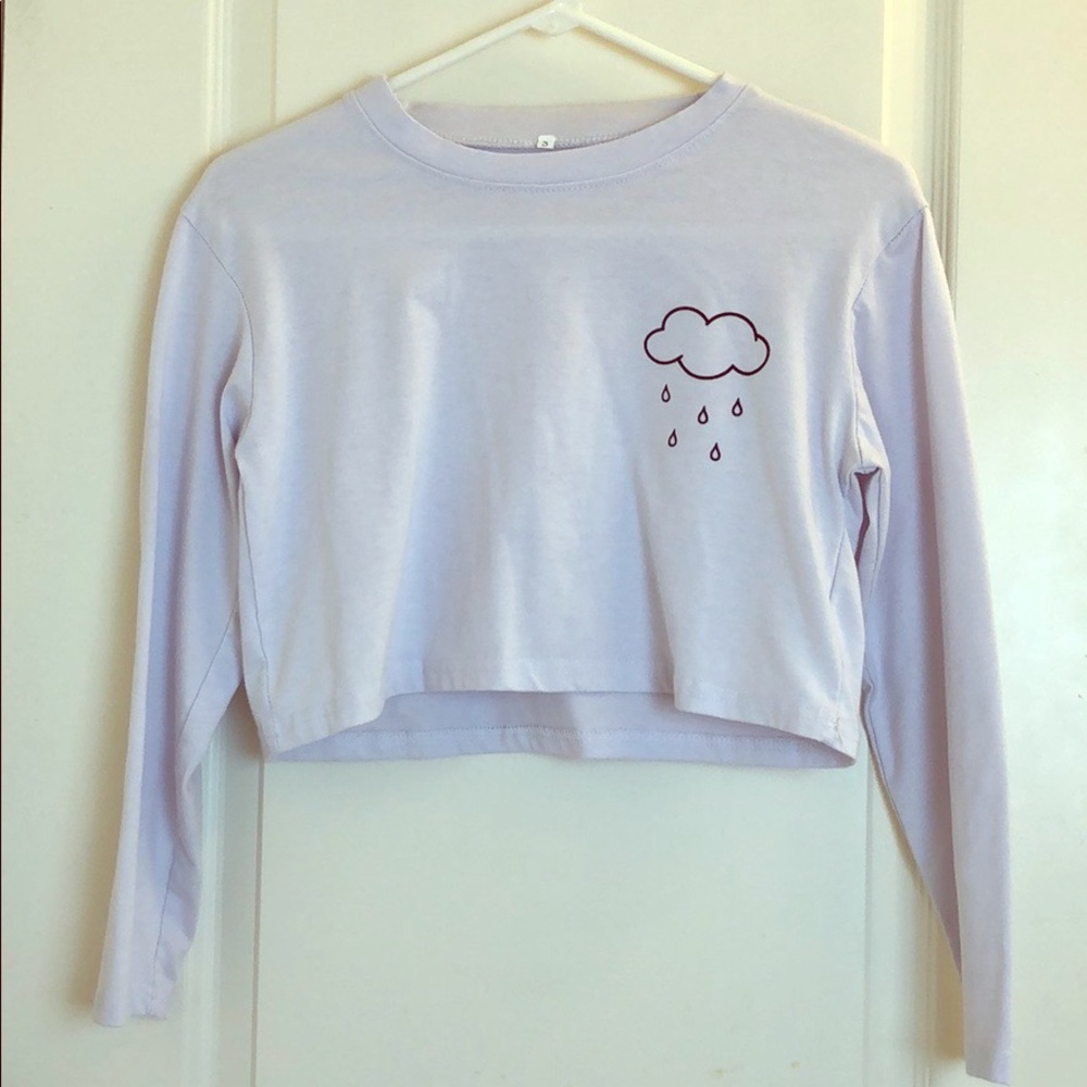 White Cropped Logo Long Sleeved Shirt